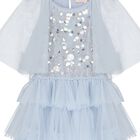 Girls Blue Tiered & Sequinned Tulle Dress, 1, hi-res