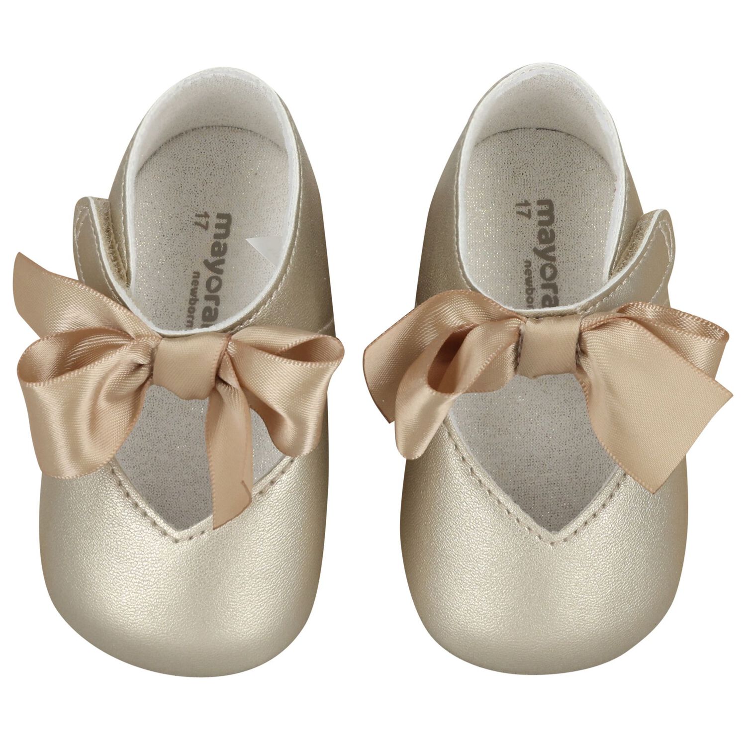 Baby Girls Gold Bow Pre Walker Shoes, 3, hi-res