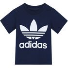 طقم شورت أولاد بالشعار باللون الكحلى, 1, hi-res