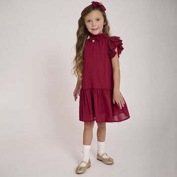Girls Red Lace Dress