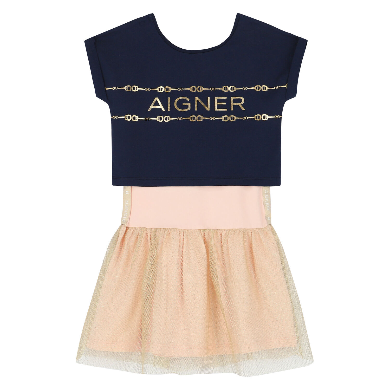 Girls Navy & Pink 2 In 1 Dress Set, 1, hi-res