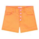 Girls Orange Denim Shorts, 1, hi-res