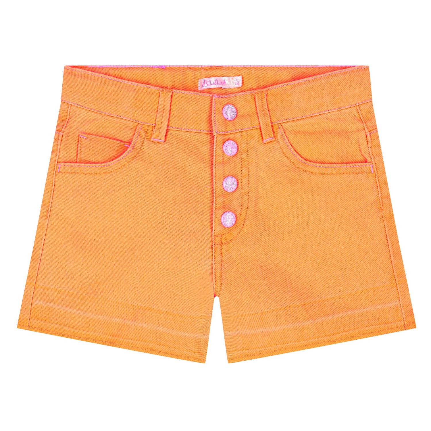 Girls Orange Denim Shorts, 1, hi-res image number null