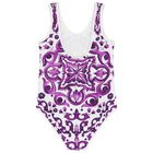 Girls White & Purple Majolica Swimsuit, 1, hi-res