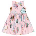 فستان عيد مشجر باللون الوردي للبنات, 1, hi-res