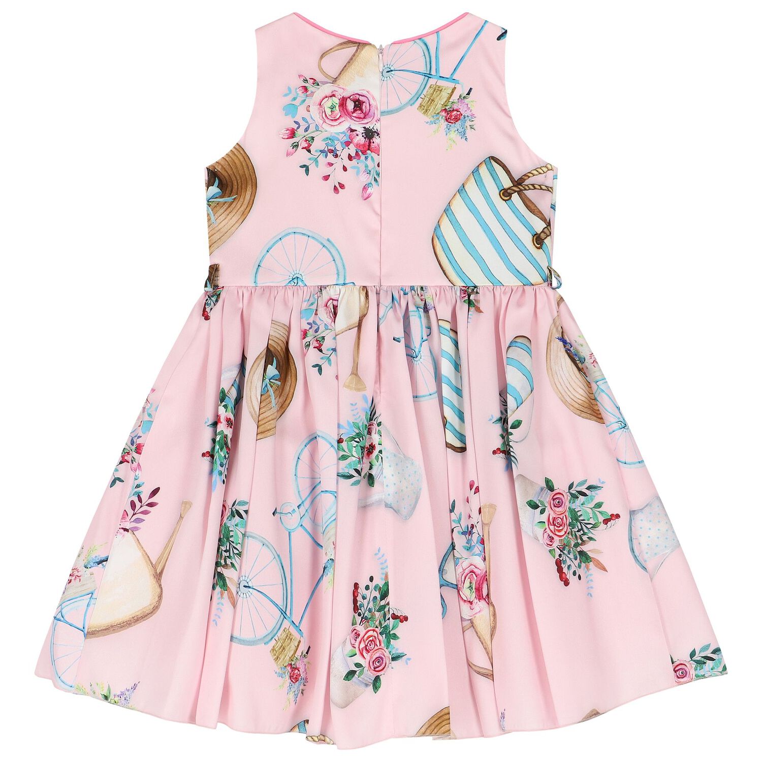 فستان عيد مشجر باللون الوردي للبنات, 1, hi-res