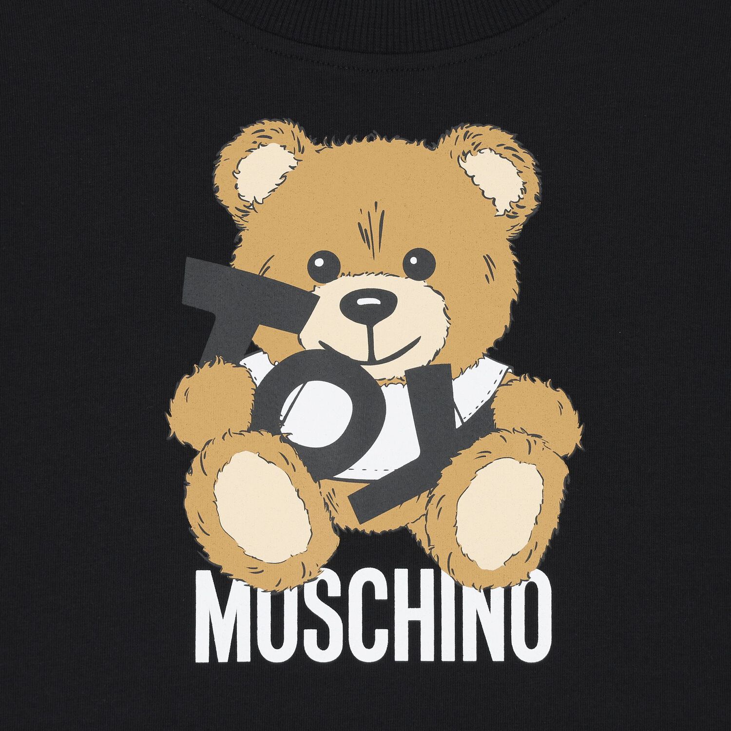 تي شيرت بنات بشعار الدب تيدي باللون الأسود, 4, hi-res