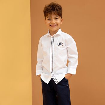 Boys White Logo Shirt