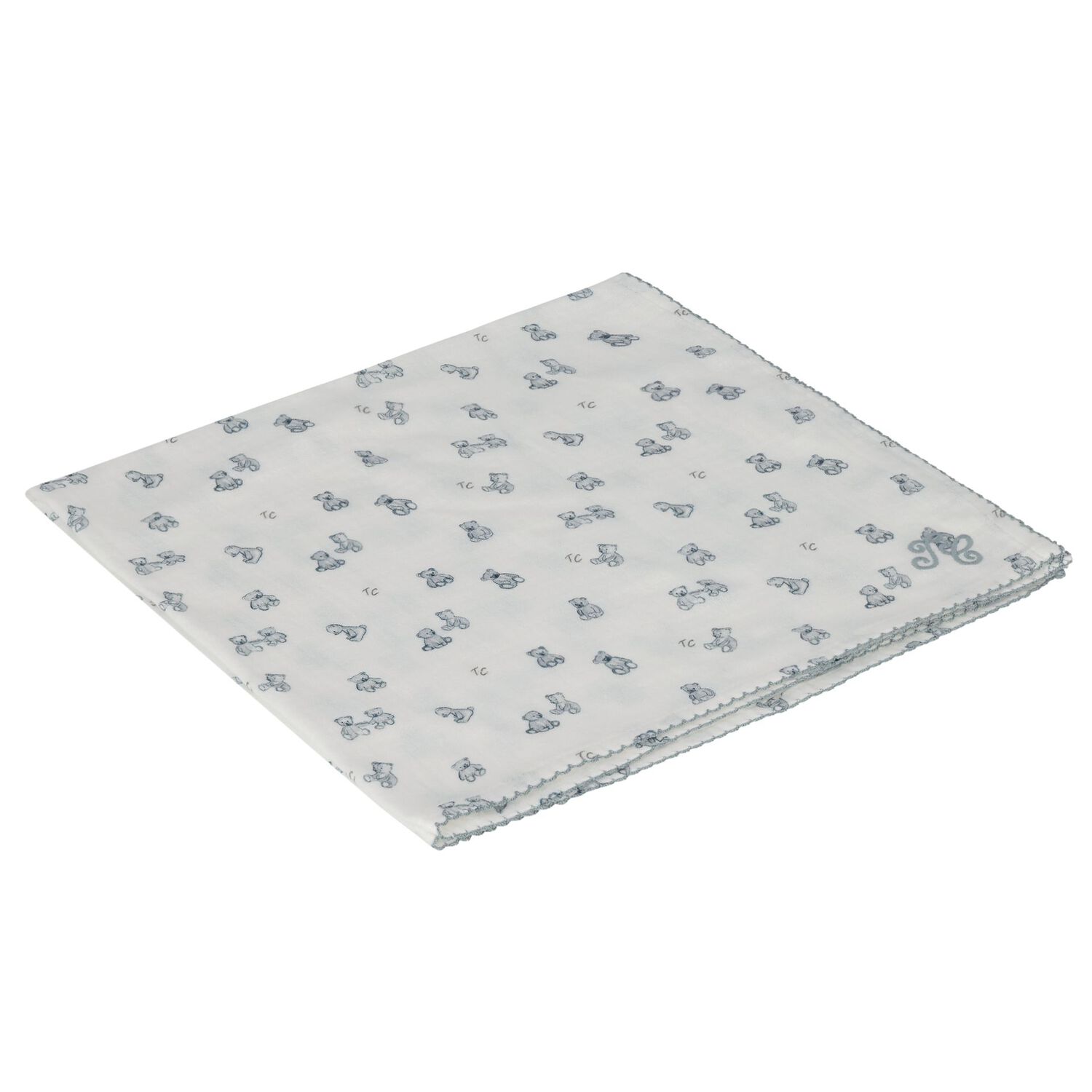 Baby Boys Ivory & Blue Teddy Bear Blanket, 1, hi-res
