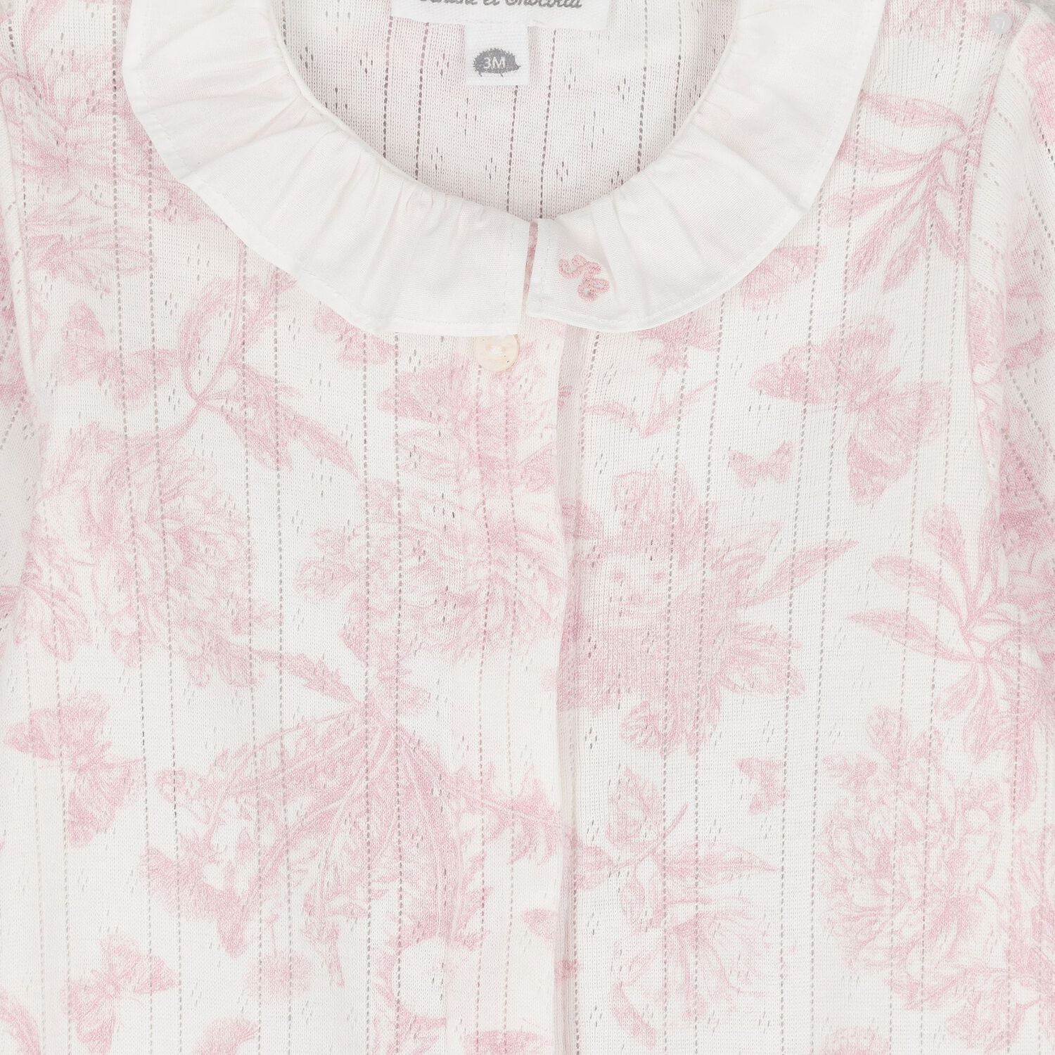 Baby Girls Pink & Ivory Toile De Jouy Babygrow Gift Set, 2, hi-res