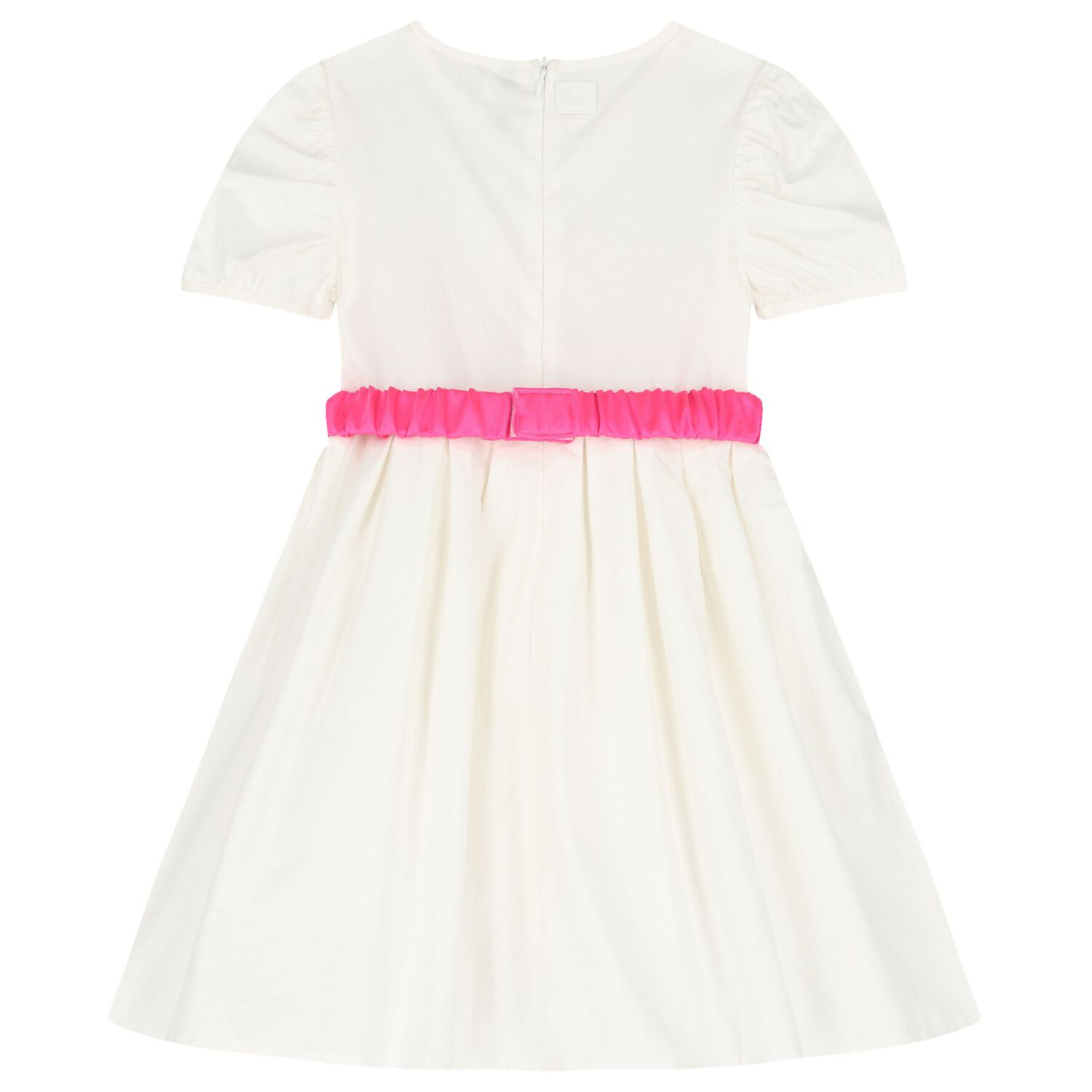 Girls White & Pink Bow Dress, 1, hi-res image number null
