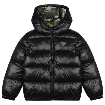 Boys Black Logo Puffer Jacket