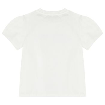 بلوزة بشعار احجار الراين باللون الابيض للبنات 