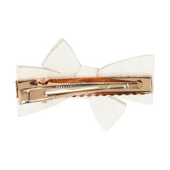 Girls White Diamante Embellished Bow Hair Clip