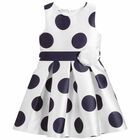 فستان بناتي منقط باللون الابيض و الكحلي, 1, hi-res