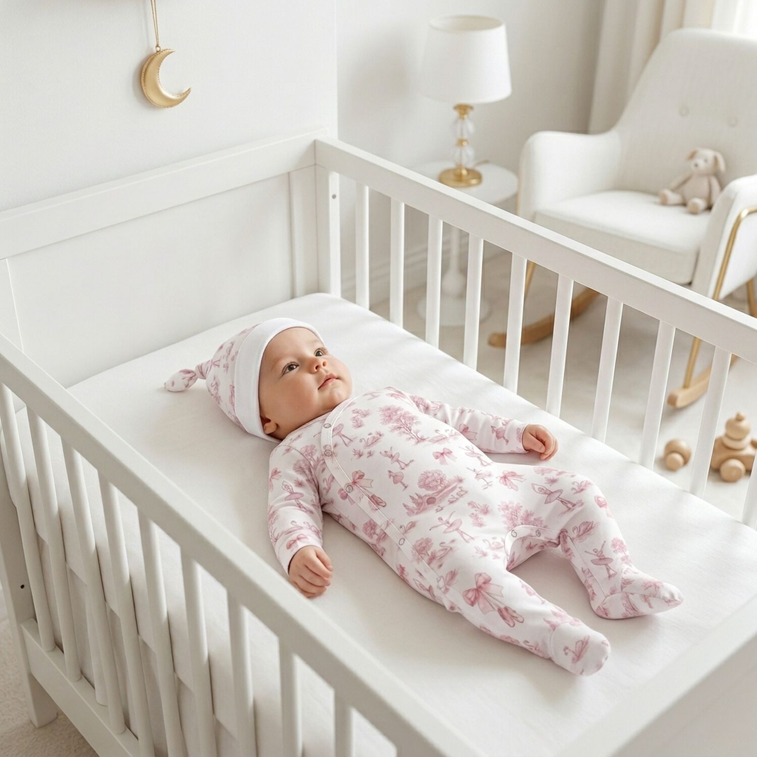 Baby Girls White & Pink Swan Babygrow, 1, hi-res