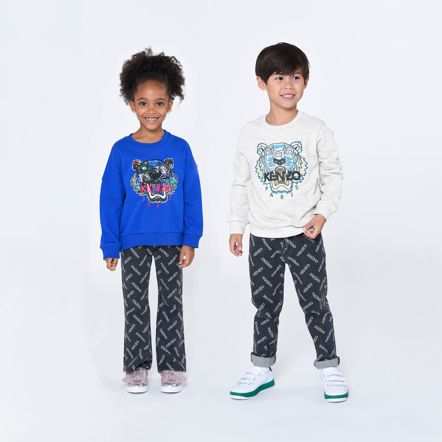 Girls Blue Tiger Logo Sweatshirt, 1, hi-res