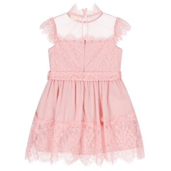 Girls Pink Lace Tulle Dress
