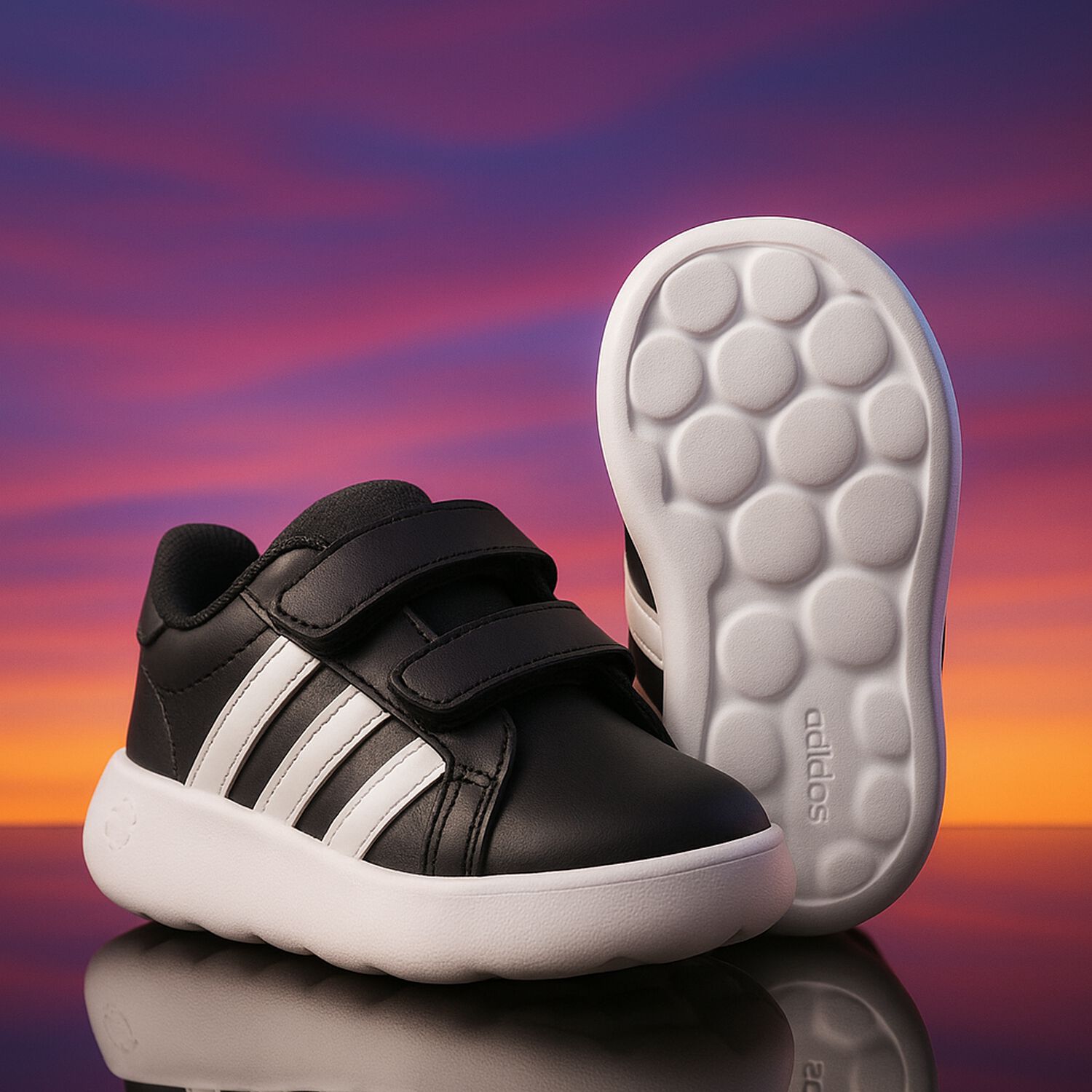 حذاء رياضي جراند كورت باللون الأبيض والأسود, 1, hi-res