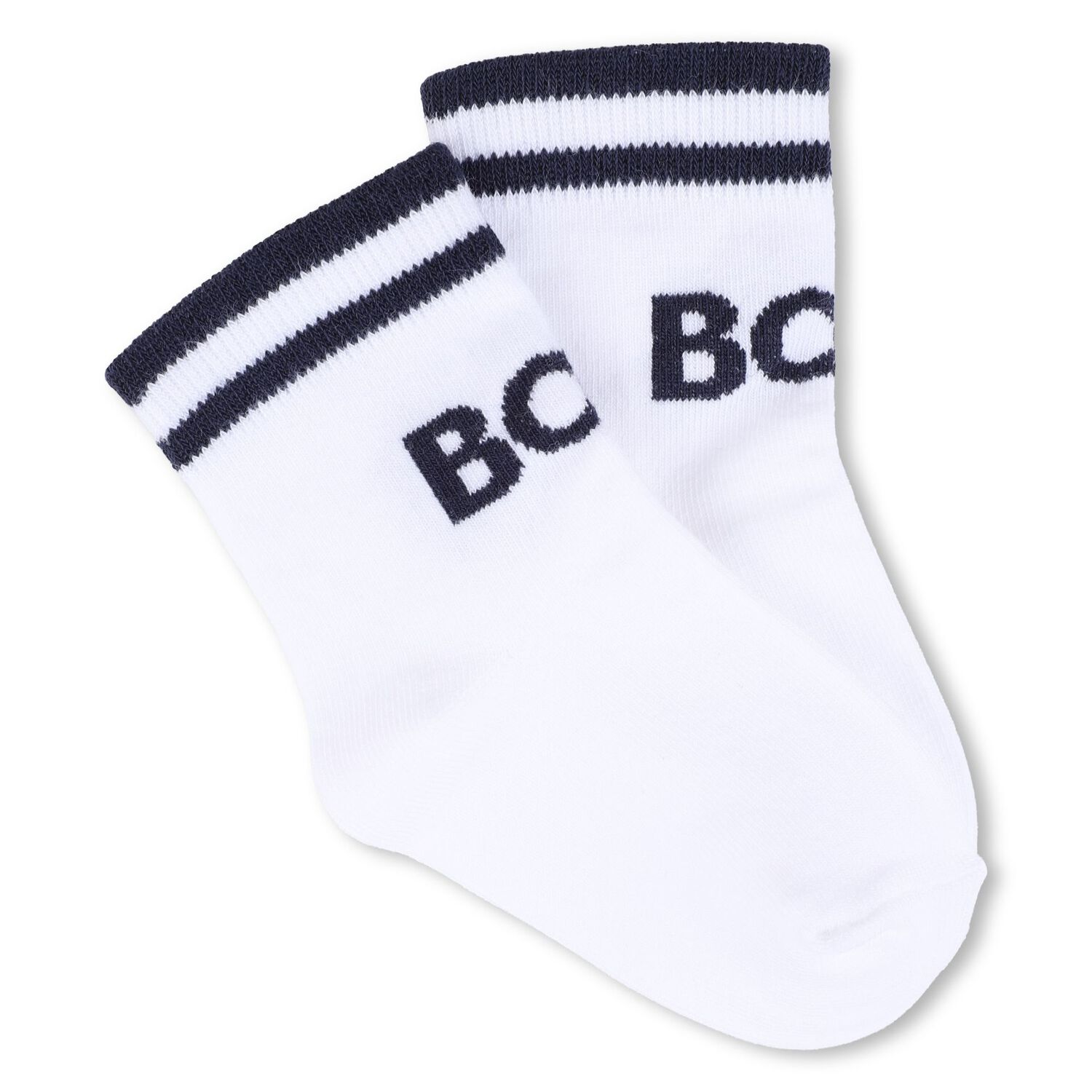 Baby Boys White & Blue Logo Socks ( 3-Pack ) , 2, hi-res