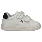 Boys White Logo Trainers, 1, hi-res