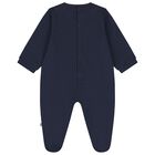 Baby Boys Navy Blue & Gold Logo Babygrow, 3, hi-res