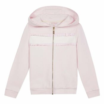 Girls Pink Jersey Hooded Top