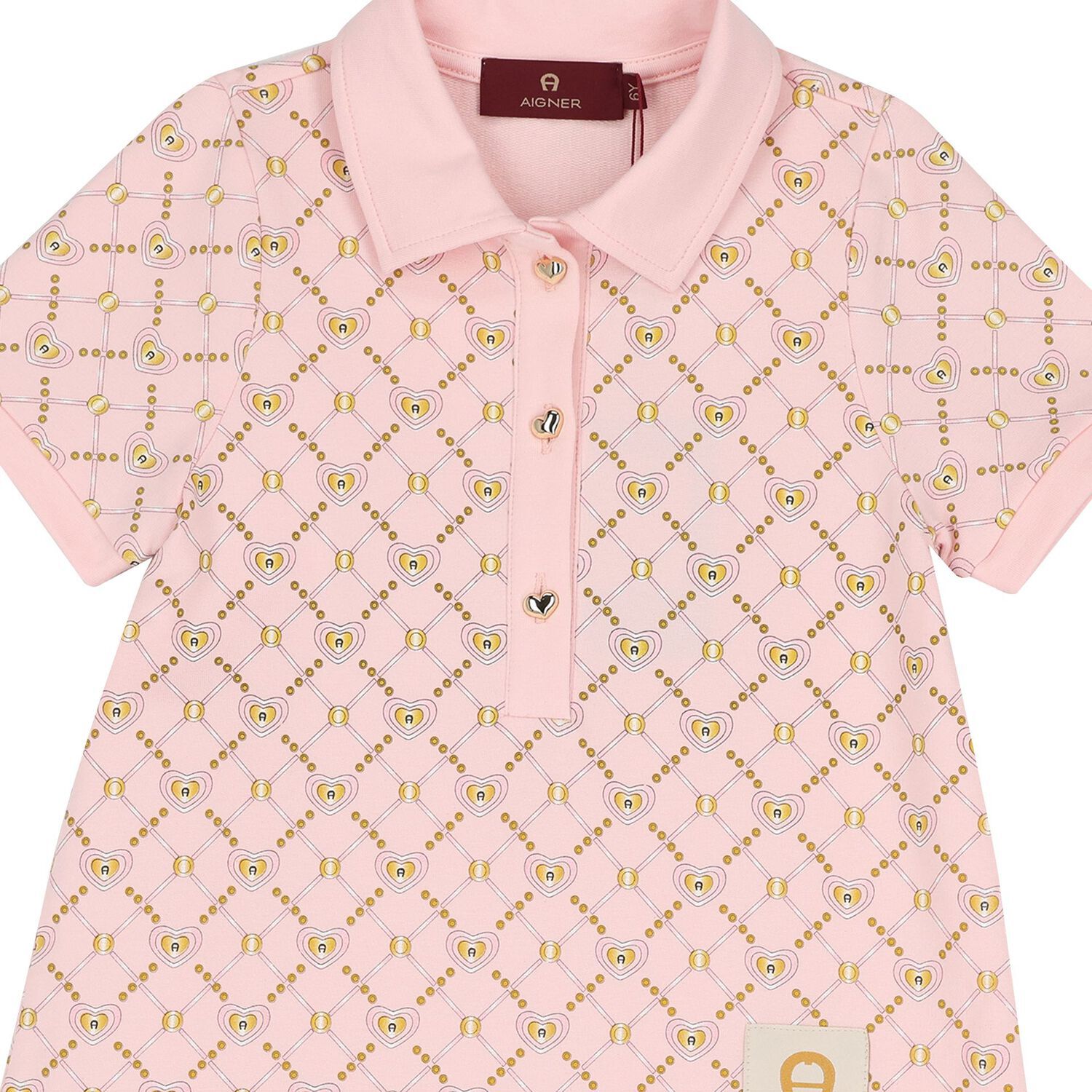 Girls Pink Logo Polo Dress, 2, hi-res