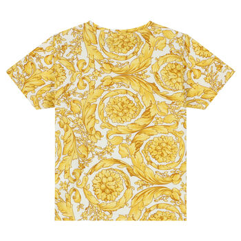 Younger Boys White & Gold Barocco T-Shirt