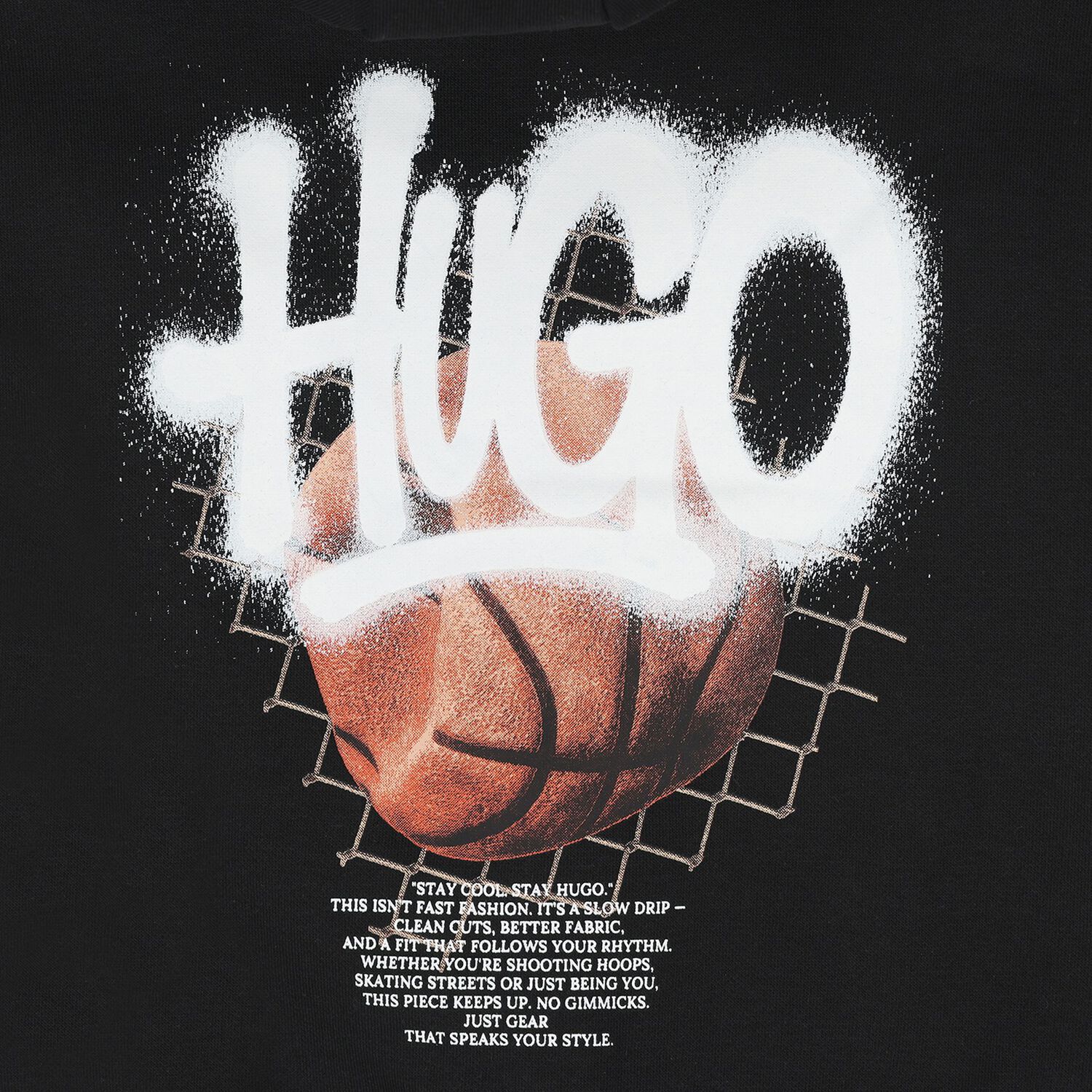 Boys Black Basketball Logo Hooded Top, 1, hi-res