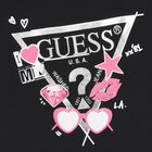 توب بنات بأكمام طويلة بالشعار باللون الأسود, 2, hi-res