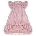 Girls Pink Lace Sequin Christina Dress, 2, hi-res