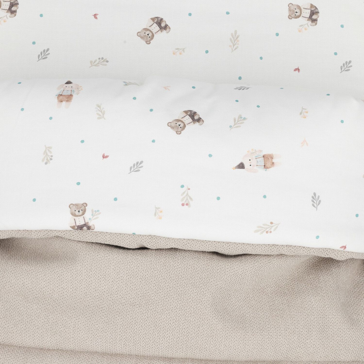 مدس اطفال بطبعه تيدى بير باللون العاجى والبيج , 2, hi-res