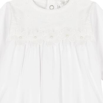 Baby Girls White Floral Babygrow