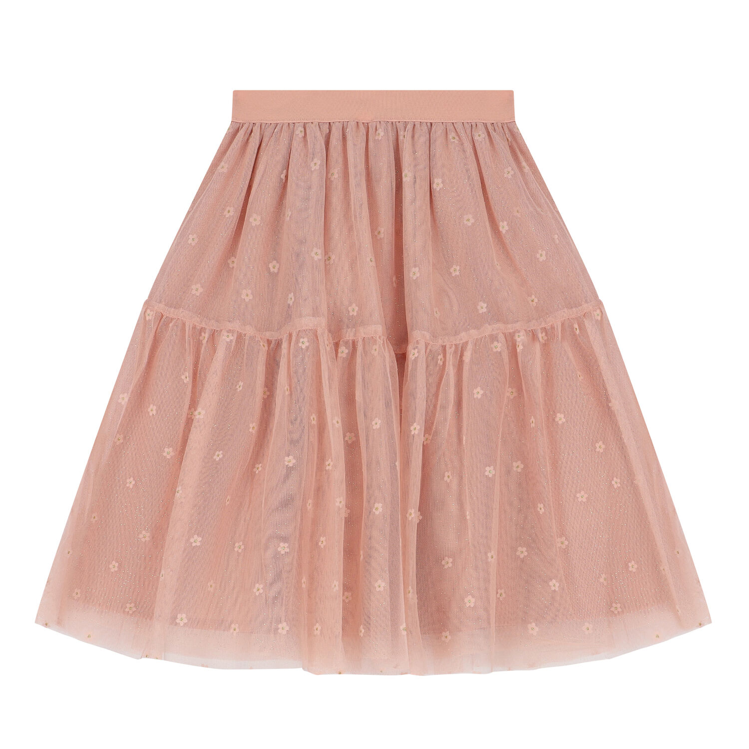 Girls Pink Flower Tulle Skirt, 2, hi-res image number null