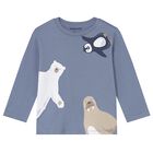 Younger Boys Blue Polar Animals Long Sleeve Top, 2, hi-res