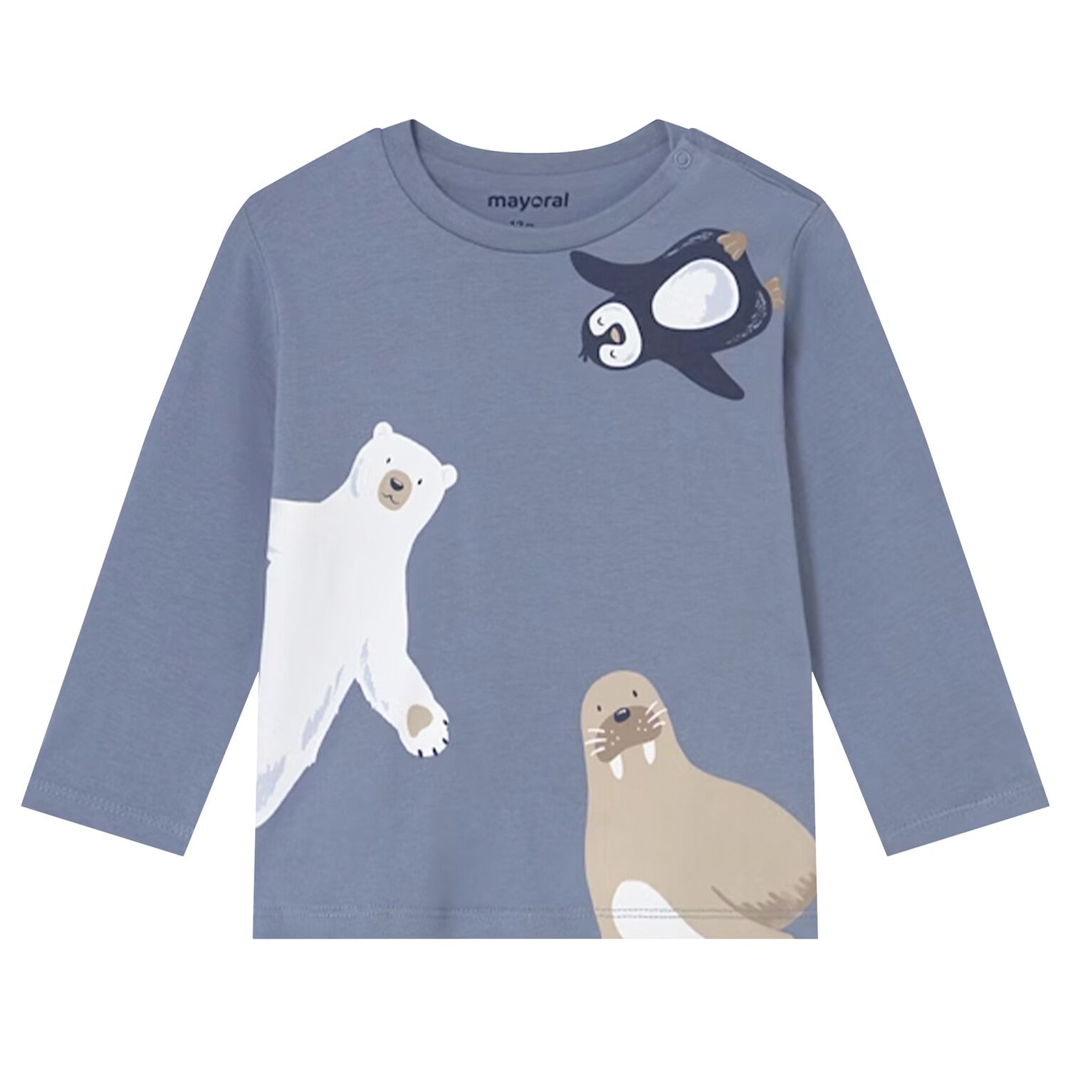 Younger Boys Blue Polar Animals Long Sleeve Top, 2, hi-res image number null