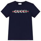 Navy Blue Cotton Logo T-Shirt, 2, hi-res