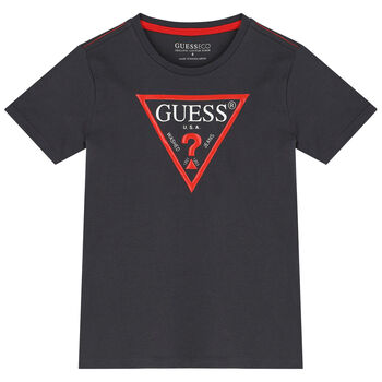 تيشيرت أولاد بالشعار باللون الرمادي