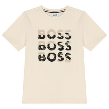 Boys Beige Logo T-Shirt