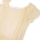 Girls Gold Pleated Lurex Dress, 1, hi-res