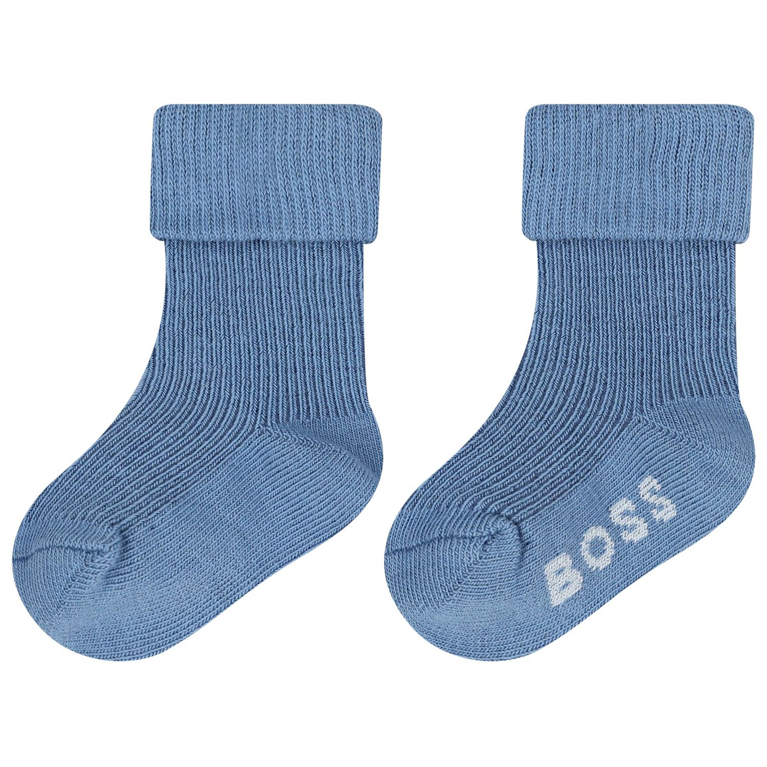 Baby Boys Blue & White Logo Socks ( 3-Pack ) , 2, hi-res