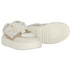 Girls Ivory & Gold Logo Trainers, 1, hi-res