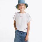 تيشيرت بنات بالشعار باللون الأبيض, 1, hi-res