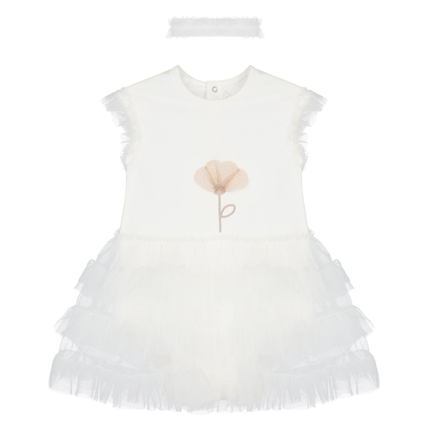 Baby Girls White Tutu Dress Set, 2, hi-res