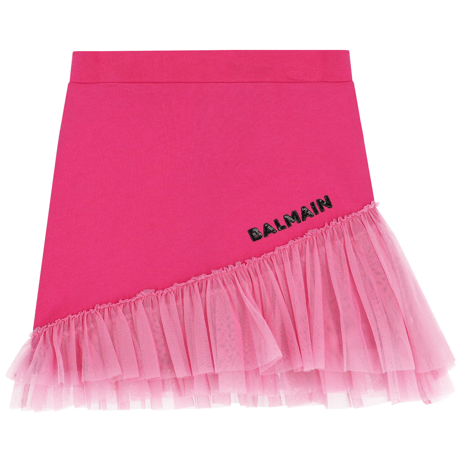 Girls Pink Logo Ruffled Skirt, 1, hi-res