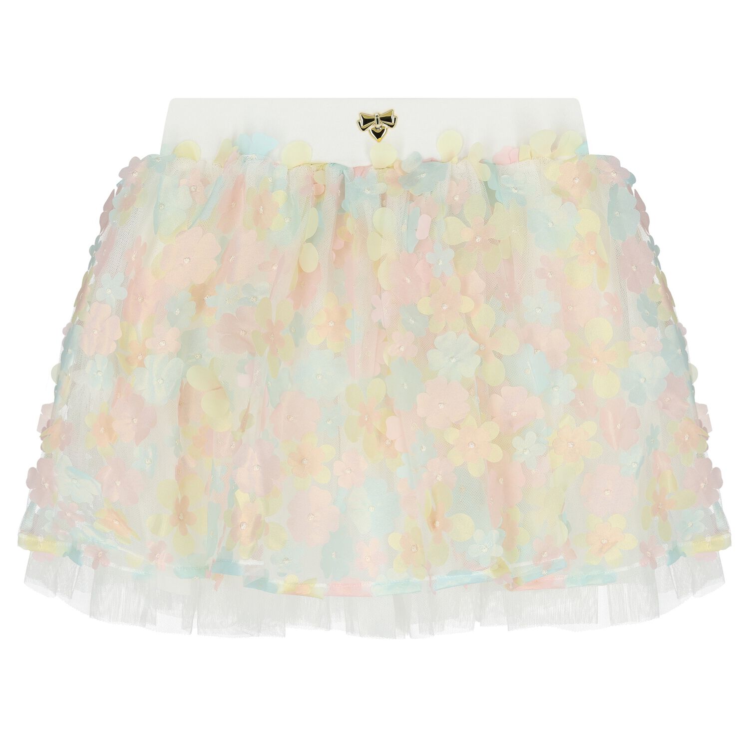 Girls Pink Flower Tulle Skirt, 1, hi-res