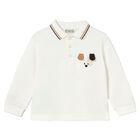 Younger Boys Ivory Puppy Polo Shirt, 1, hi-res