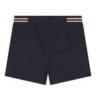 Baby Boys Navy Blue Web Striped Canvas Shorts, 1, hi-res