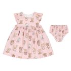 Baby Girls Pink Teddy Bear Dress Set, 4, hi-res